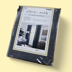 allen + roth 84-in Grey Light Filtering Tie Top Single Curtain Panel